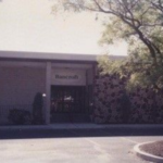 An old Bancroft campus building; a gray and red tiled building