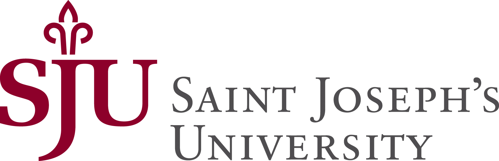 SJU Logo; Red lettering "SJU" and gray lettering "Saint Joseph's University"