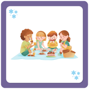 children having a carpet picnic