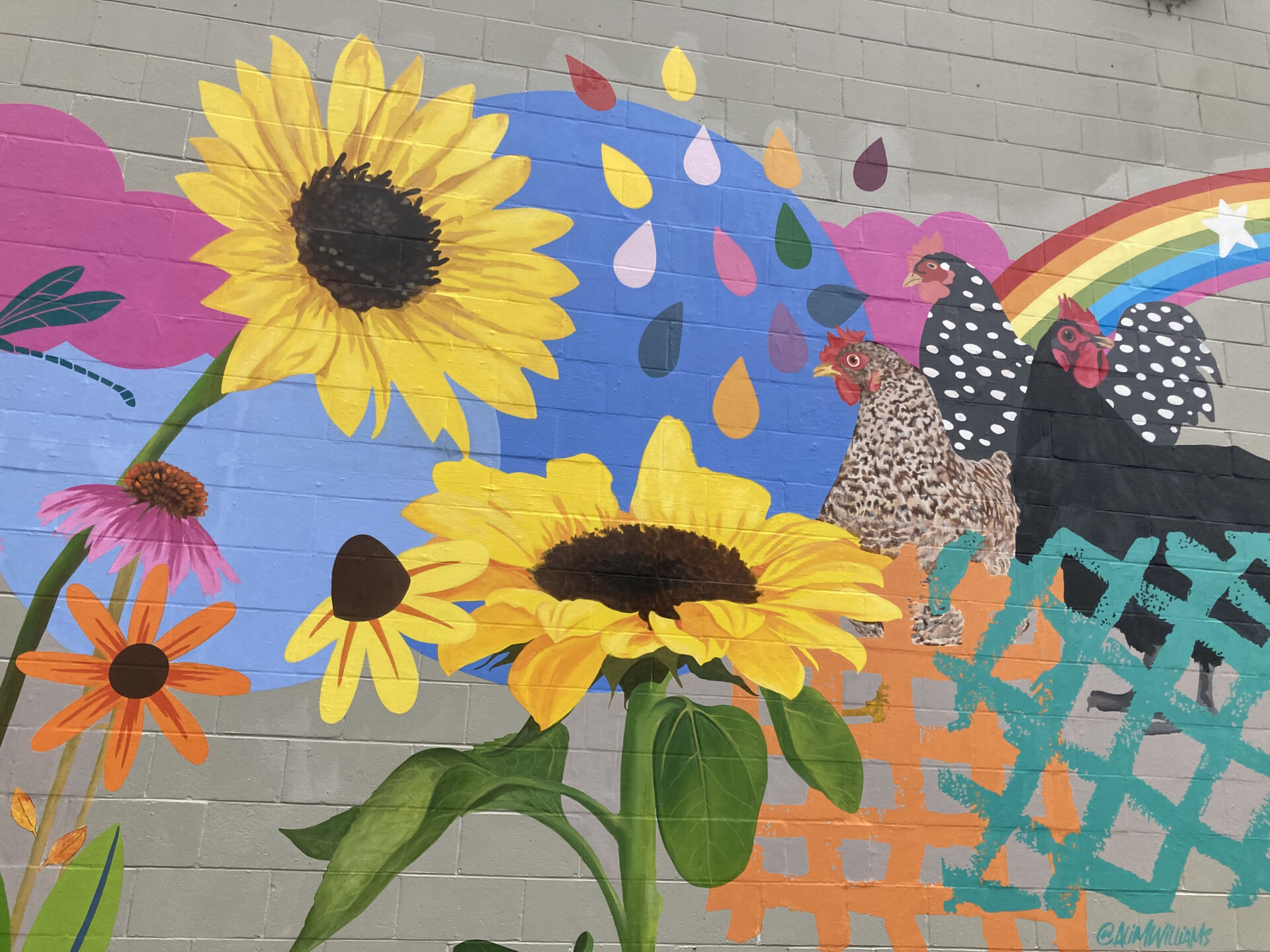 Close-up of mural at Jacob Schaefer Center