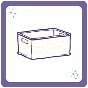 Clear bin with lights inside