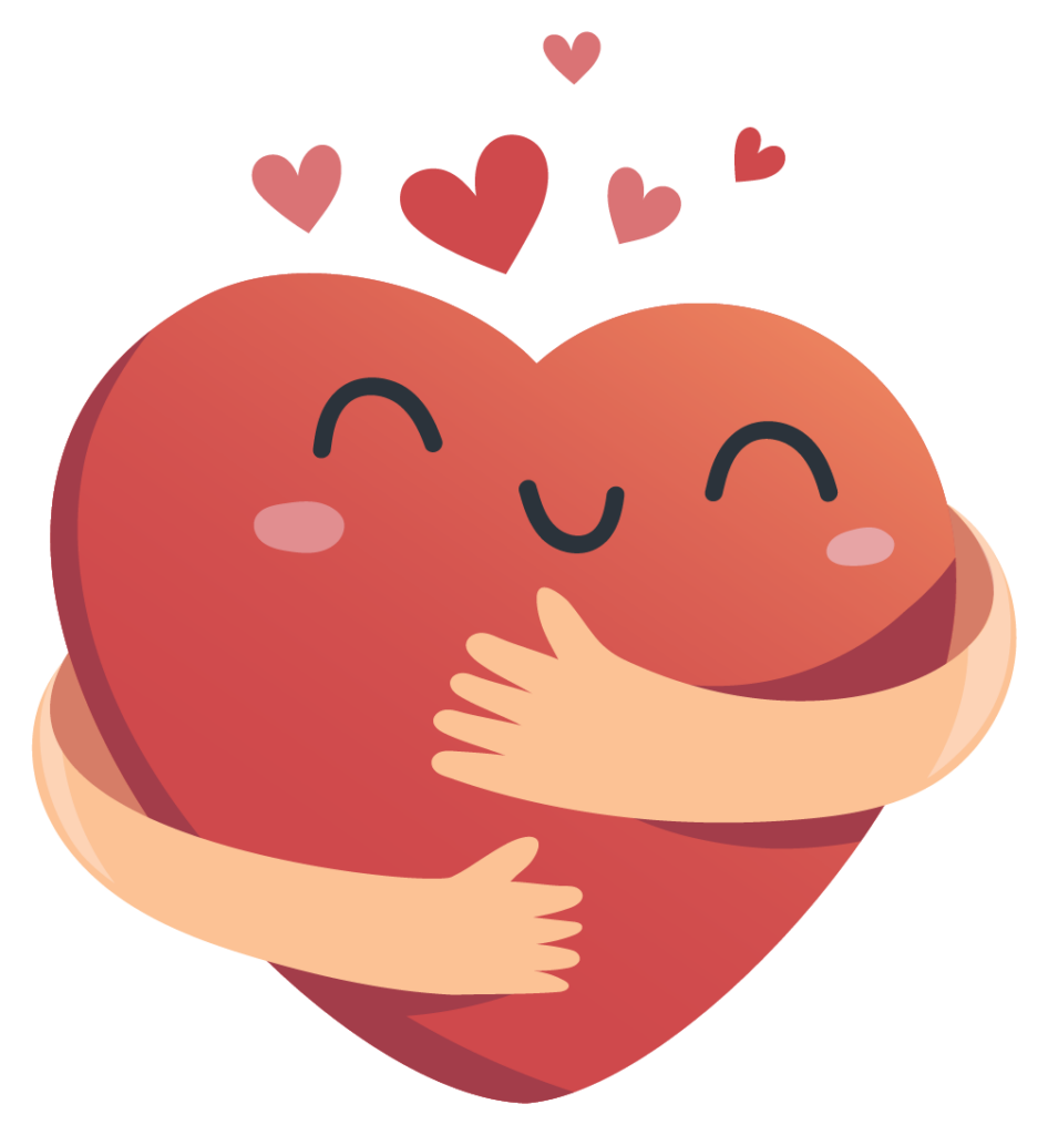 Drawing of hands hugging a heart