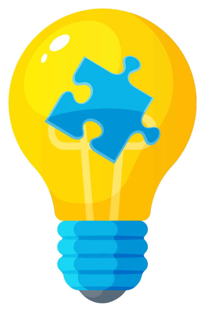 Lightbulb with blue puzzle piece inside