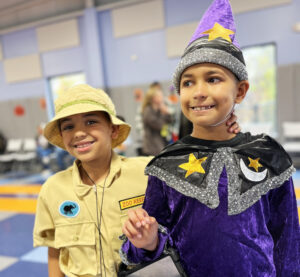 Two Bancroft students in their halloween costumes