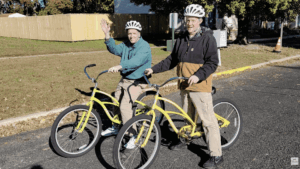 picture of Adam and Eric riding bikes together