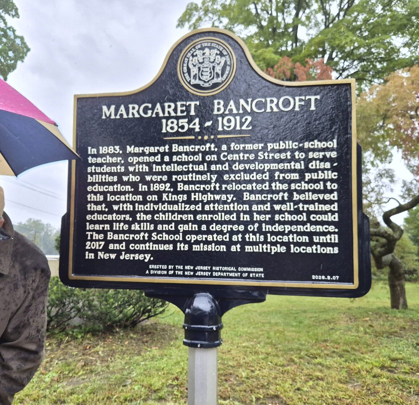 picture of the historical plaque about Margaret Bancroft