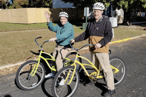 picture of Adam and Eric riding bikes together