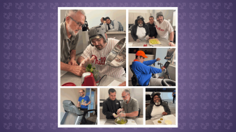 photo collage of participants in the program making a healthy snack and exercising