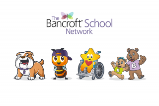 image of all four mascots for four schools in the Bancroft School Network