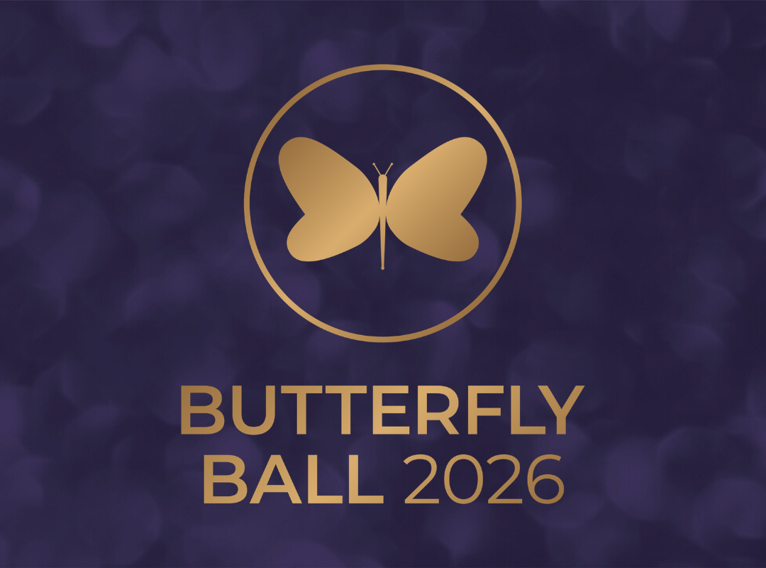 Butterfly Ball logo on purple background