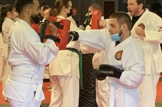 Bancroft NeuroRehab client practicing Taekwondo.