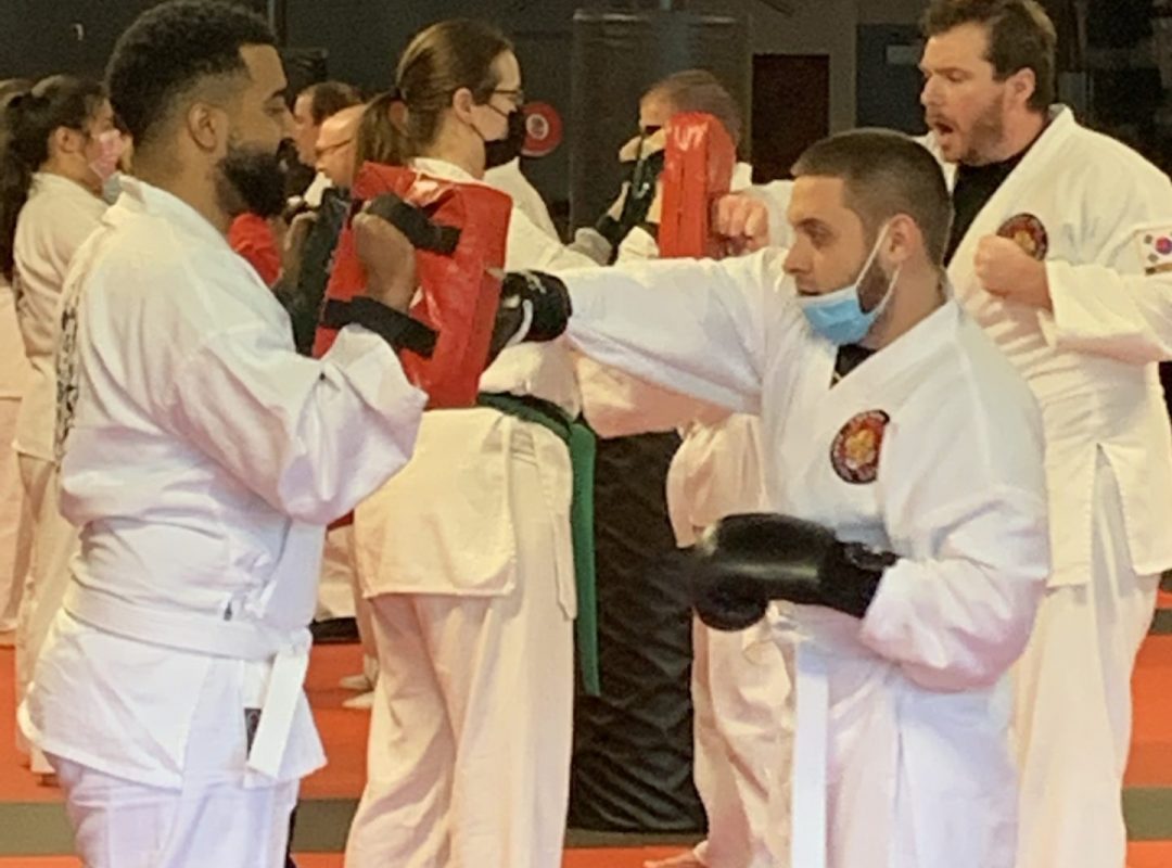 Bancroft NeuroRehab client practicing Taekwondo.