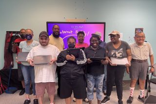 Group picture of internet safety class participants at Bancroft's Lebensfeld Adult Day & Vocational Program