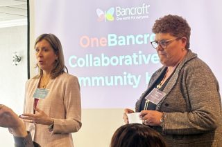 Dr Karen Lindgren addresses group at OneBancroft Collaborative launch