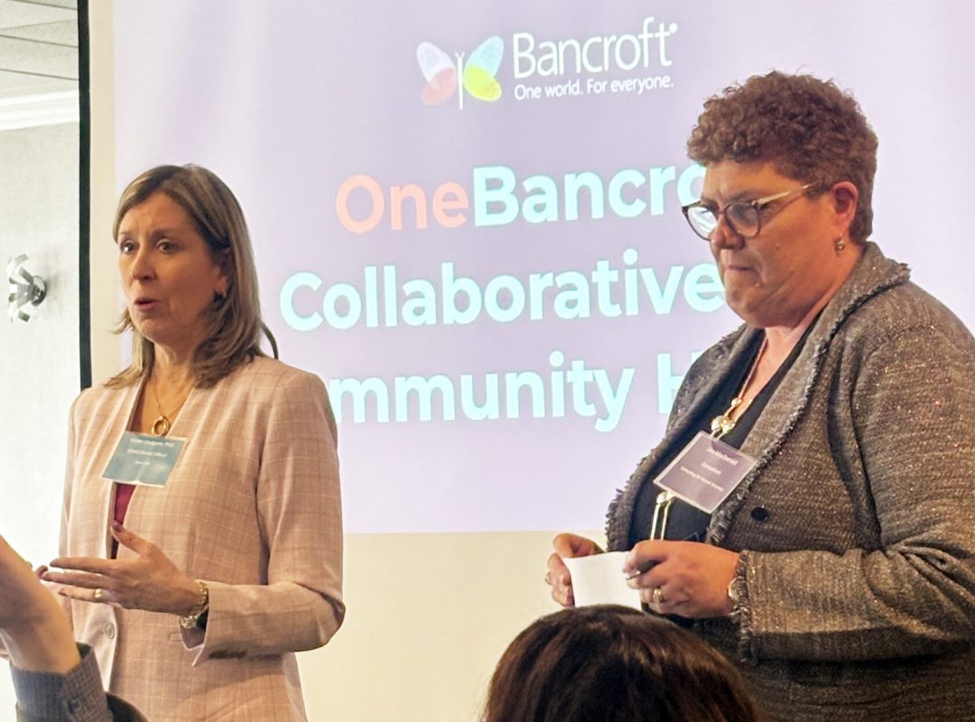 Dr Karen Lindgren addresses group at OneBancroft Collaborative launch